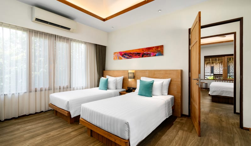 SAii PhiPhi Island Village Two Bedroom Family Bungalow Twin Bed Layout